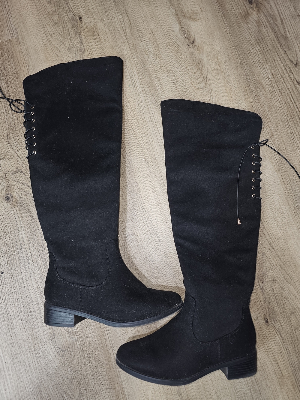TOP Moda Black Over-the-Knee Lace-Up Boots
